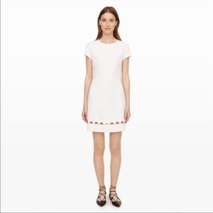 Club Monaco White Short Sleeve Scalloped Dress